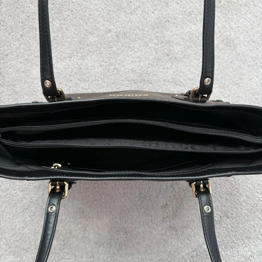Michael Kors Voyager Large Signature Logo Tote Bag- Black and Brown - Picture 11 of 15
